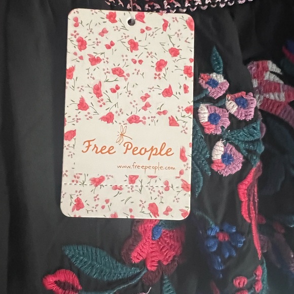 NWT Free People Smocked Dress Black Size Small off the shoulder - Picture 4 of 7